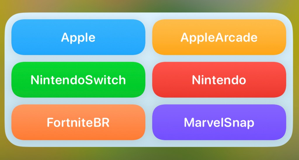 Apollo's subreddit shortcut widget, featuring two columns of three shortcuts each. 